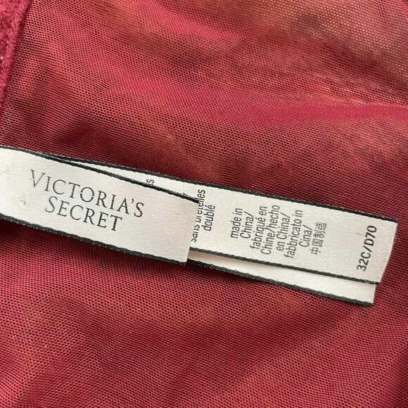 Victorias Secret Dream Angels 32C Bra Burgundy Red Lace Lined Strapless Longline - Picture 8 of 8